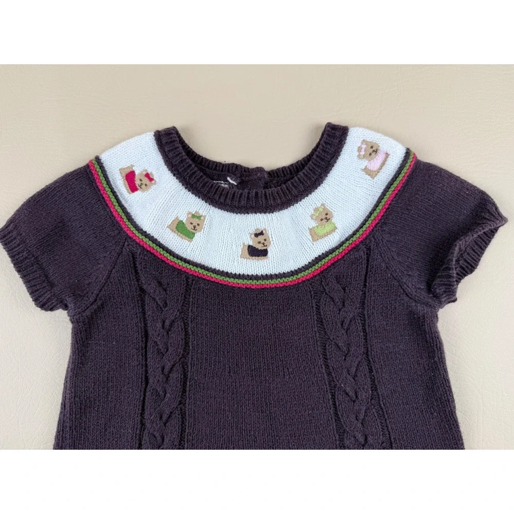 Preppy Cottagecore Sweater Dress Embroidered Teddy Bear 2T Gymboree